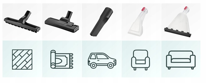 MOCNY ODKURZACZ PIORĄCY 4W1 WĄSKA SSAWKA DO PRANIA TAPICERKI DYWANÓW 2200