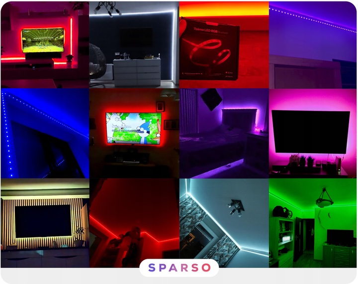 TAŚMA LED RGB 5M LEDY 230V 12V z PILOTEM Bardzo mocna ZESTAW +