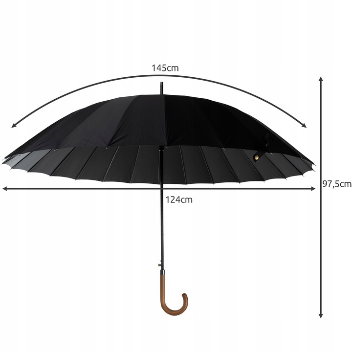 Duży Parasol Rządowy Premium 24 Druty z Włókna Elegancki Parasolka Lux