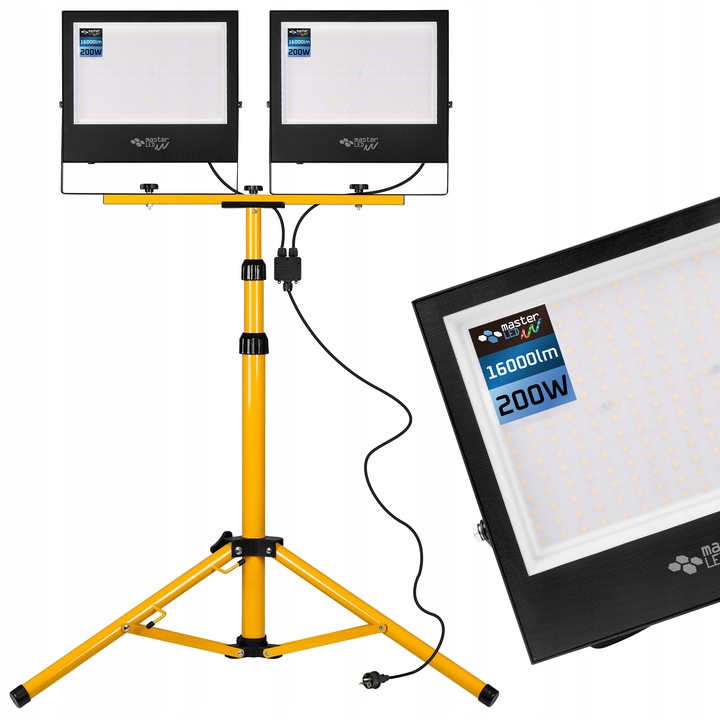 ZESTAW HALOGEN naświetlacz LAMPA LED STATYW 2x200W 4500K budowlany