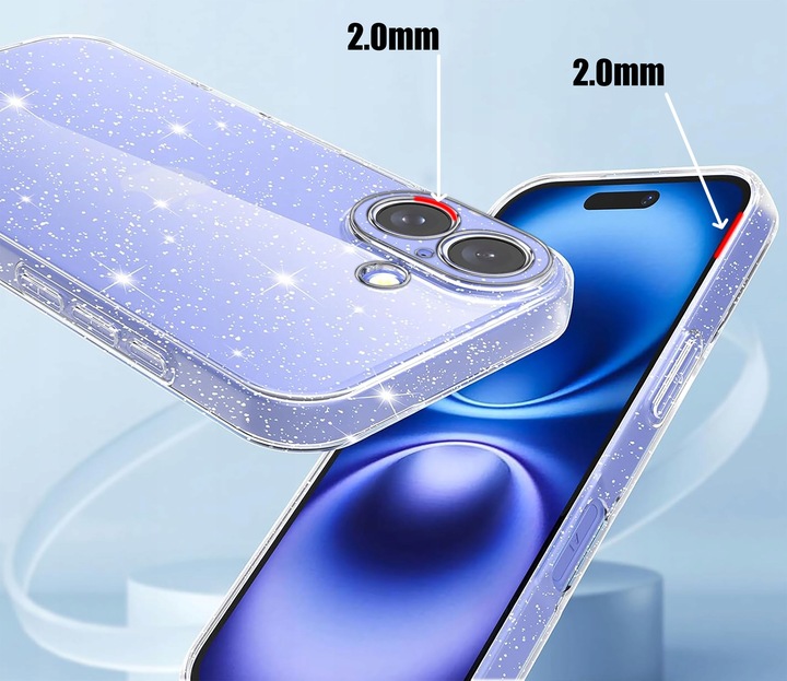 Etui do iPhone 16 SILIKONOWE BROKAT clear CASE + SZKŁO OCHRONNE 9H