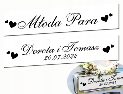 Ślubne TABLICE tablica ślubna na ślub na samochód 2 szt. NIEPRZEMAKALNE
