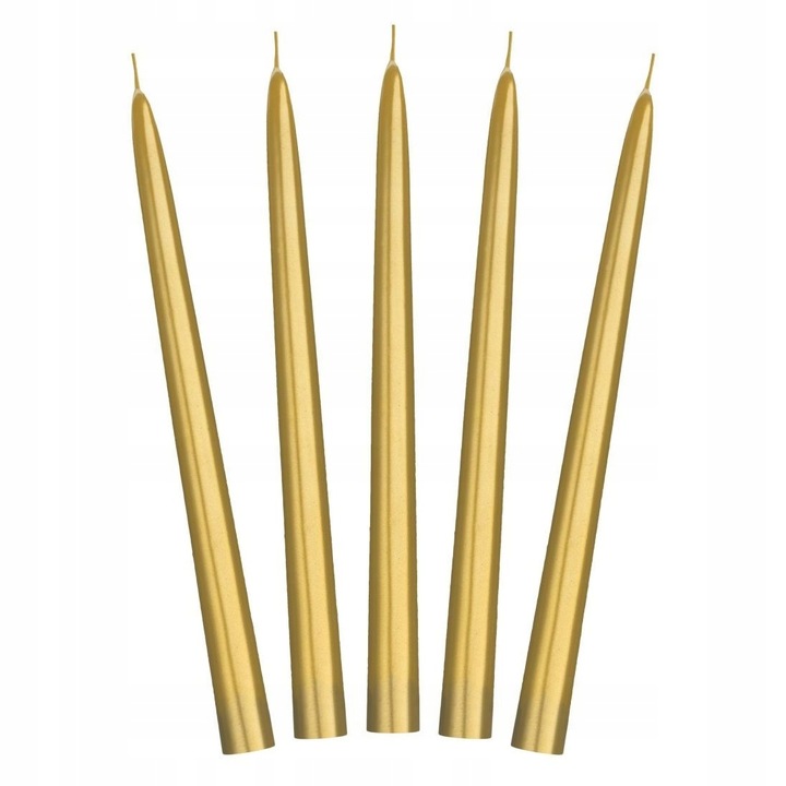 ŚWIECE STOŁOWE STOŻKOWE złote 24 cm 10 szt na urodziny sylwestra