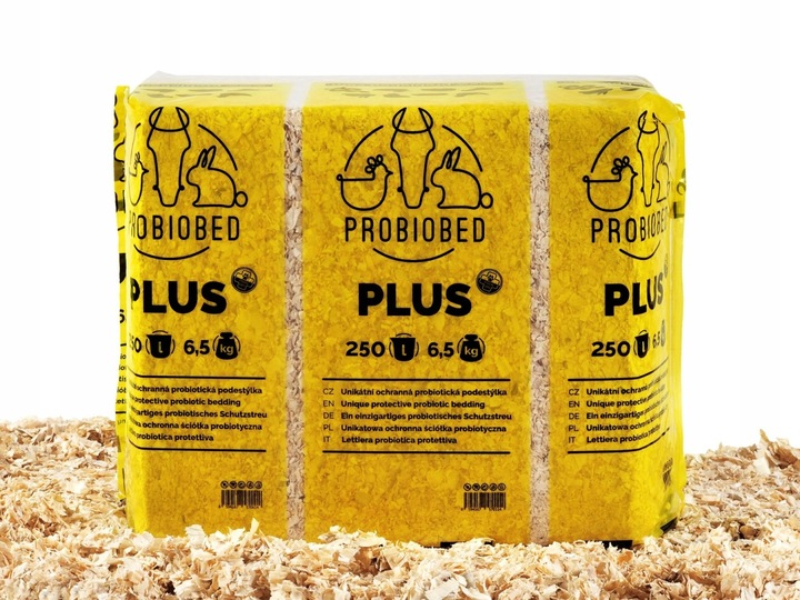 Bezpyłowe trociny ProBioBED Plus dla gryzoni jeży kur koni królika - 250 l