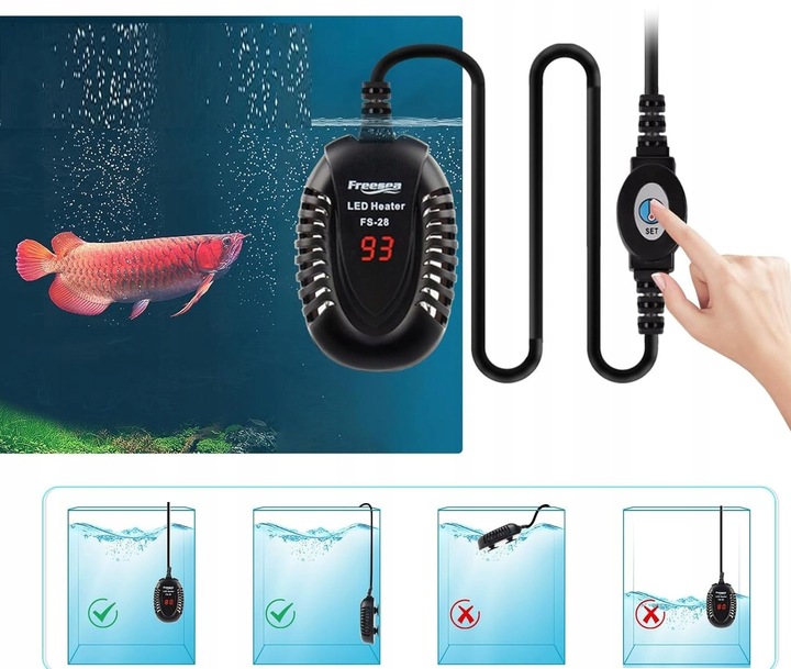 PRZEPŁYWOWA GRZAŁKA DO AKWARIUM 50W Z TERMONSTATEM WYŚWIETLACZ LED