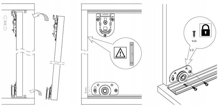 Komplet wózków do szafy kółka do drzwi przesuwnych