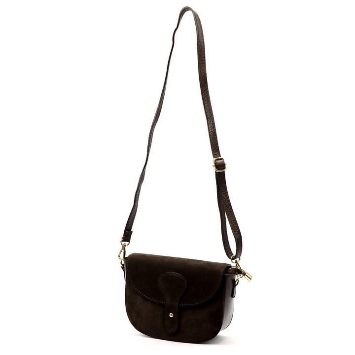 TOREBKA DAMSKA ZAMSZOWA LISTONOSZKA BRĄZOWA VERA PELLE SKÓRZANA