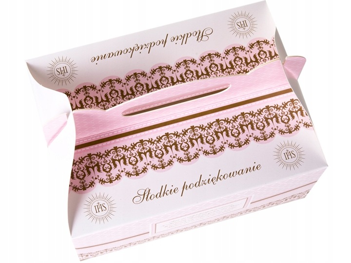 Pudełko Komunijne na Ciasto Pojemnik Na Tort Róż