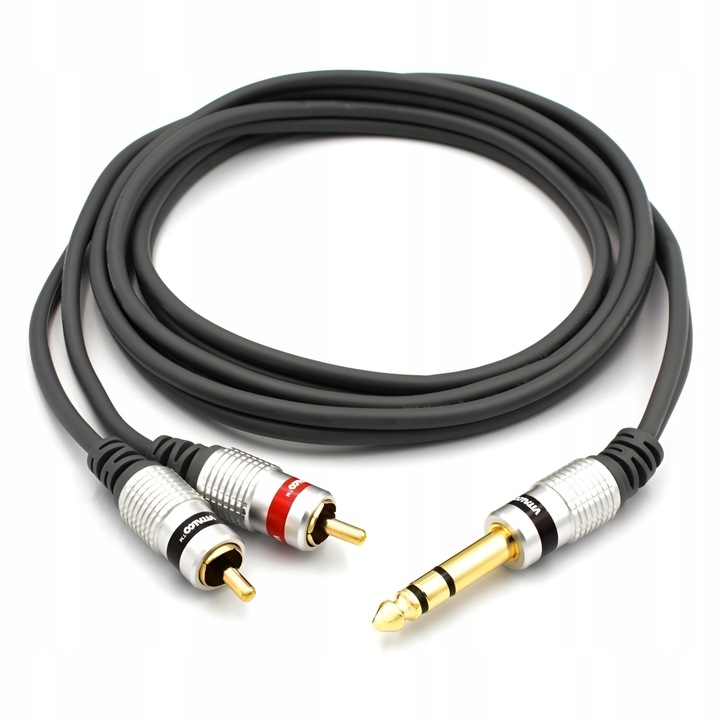 KABEL JACK 6,3 STEREO TRS 2x WTYK RCA CINCH VITALCO 1,5m MK82