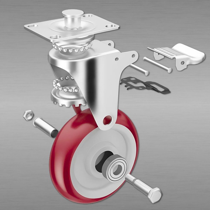 KÓŁKA OBROTOWE 75mm 200kg Z HAMULCEM GUMOWE ZESTAW JEZDNY WÓZKA 4 SZT