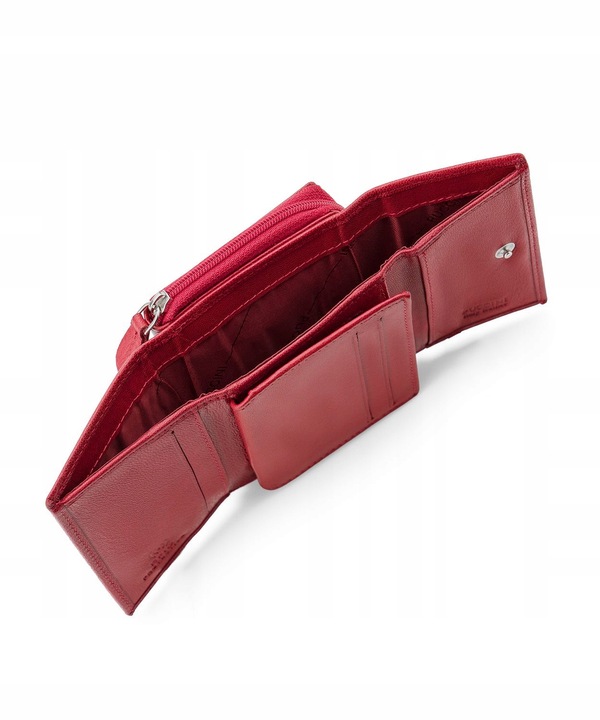 Portfel Damski Skórzany Skóra Naturalna Mały RFID PUCCINI Czerwony CO1936-3