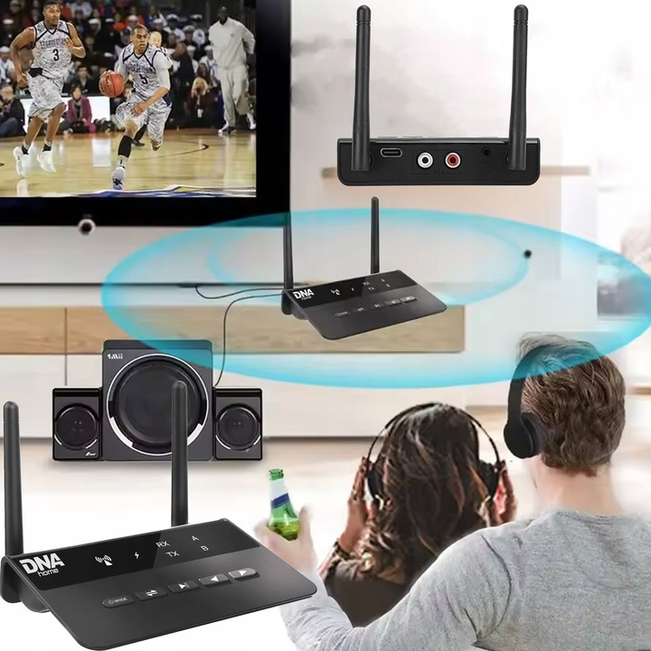 NADAJNIK ODBIORNIK Bluetooth do TV wieży hi-fi słuchawek APT-X do 80 m