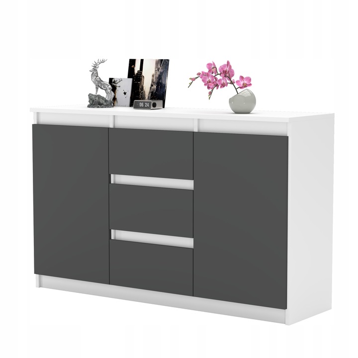 Komoda 120cm szafka z szufladami Biala Aga do salonu duza bezuchwytowa