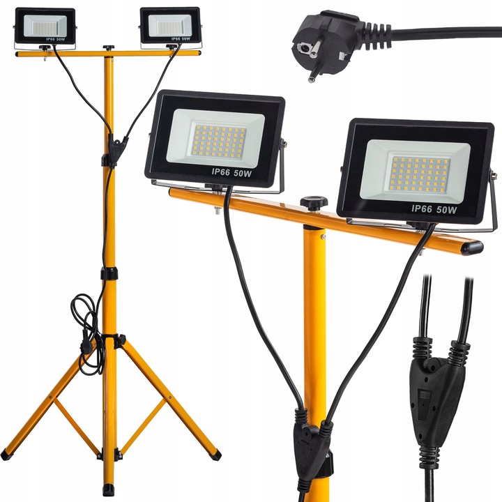 Stojak statyw 100W naświetlacz Lampa robocza HALOGEN BUDOWLANY z