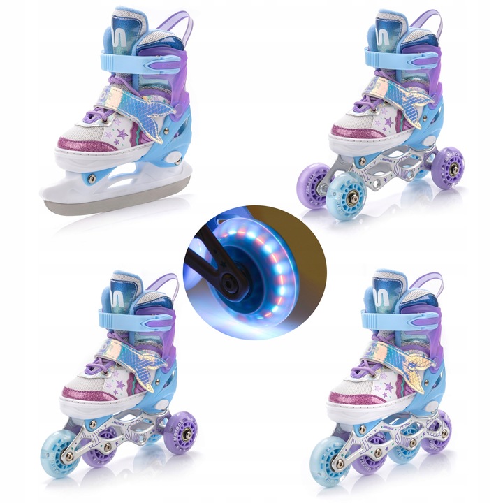 Rolki 4w1 regulowane LED Łyżwy Wrotki Rolko-Wrotki Meteor rozmiar M 34-37