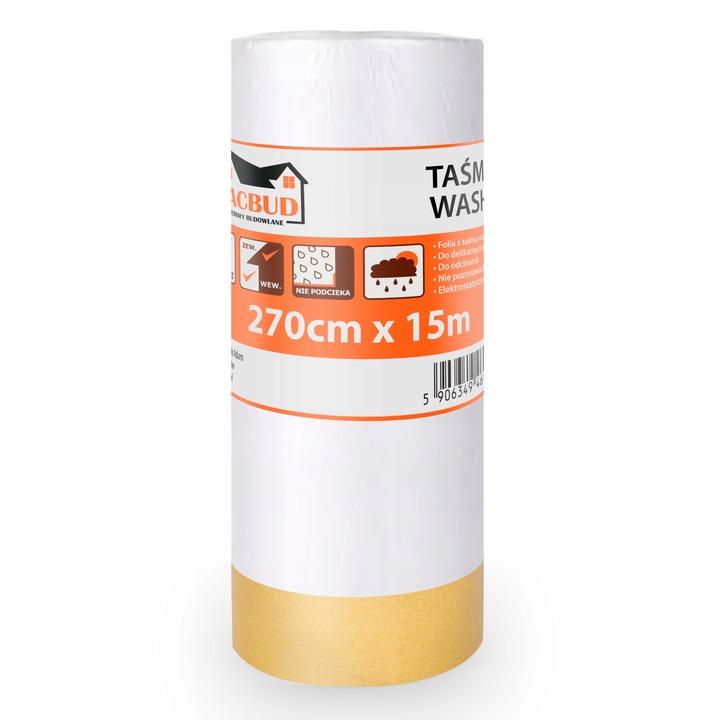 KACBUD ANTYCHLAP FOLIA Z TAŚMĄ WASHI DO MEBLI ŚCIAN OKIEN DRZWI 270cm x 15m