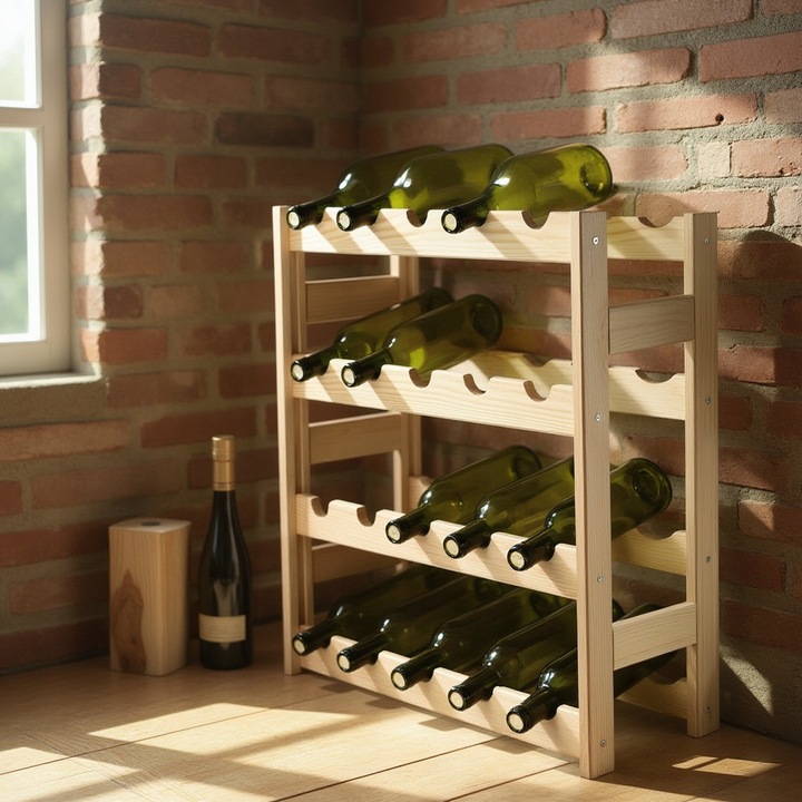 STOJAK REGAŁ NA WINO BUTELKI DREWNIANY 20 BUTELEK PÓŁKA NA ALKOHOL