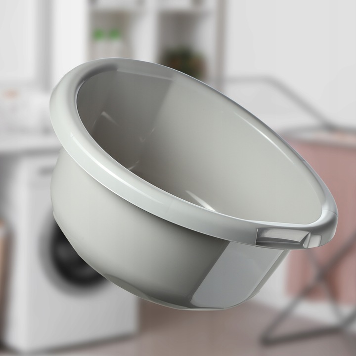 MISKA PLASTIKOWA NA PRANIE 30L DUŻA MIEDNICA OKRĄGŁA SOLIDNA SZARA