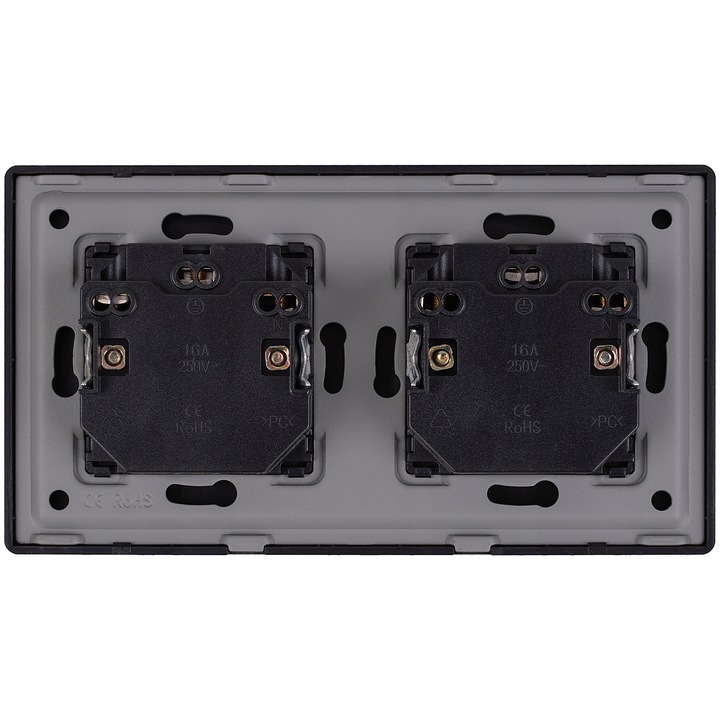 Gniazdo Podwójne Czarne Zestaw Ramka Podwójna i 2 x Gniazdko MIUUN Leo