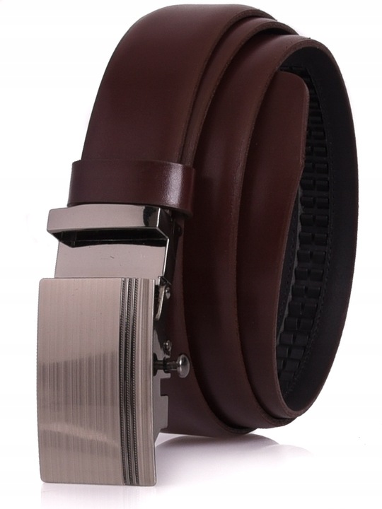 SKÓRZANY Pasek Męski AUTOMAT 3,2cm Garnitur c.BRĄZ