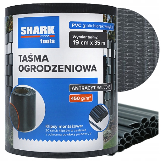 TAŚMA OGRODZENIOWA ANTRACYT GRAFIT 19 cm x 35 m OSŁONA NA PŁOT
