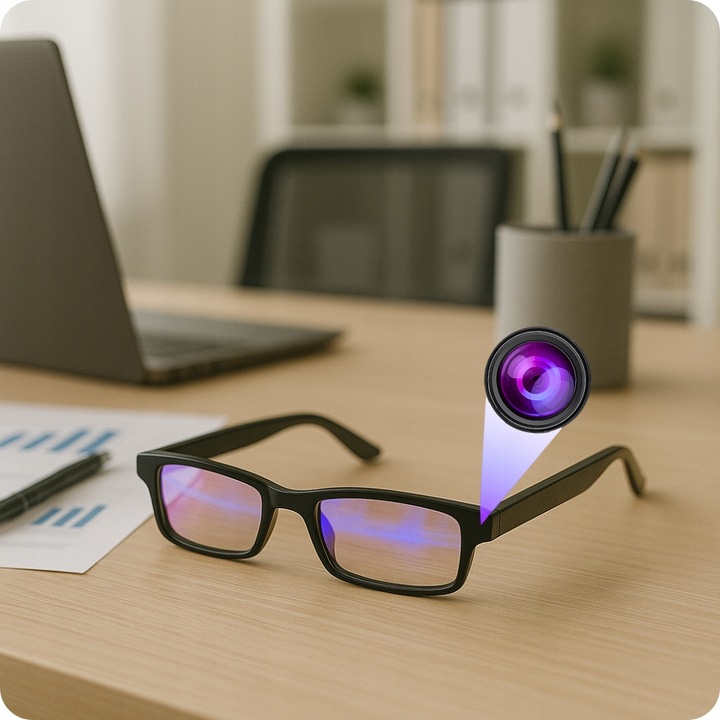 MINI KAMERA WIFI SZPIEGOWSKA UKRYTA W OKULARACH DYKTAFON NAGRYWA NA