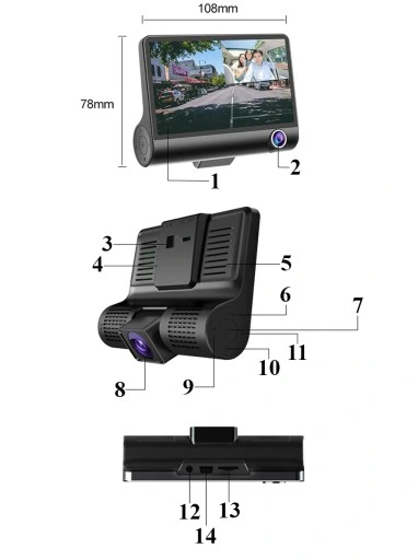 REJESTRATOR JAZDY 3 KAMERY+KAMERA TYŁ FULLHD +64GB