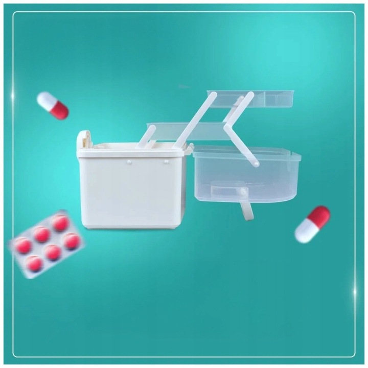 Organizer na leki skrzynka kuferek pojemnik tabletki zamykany