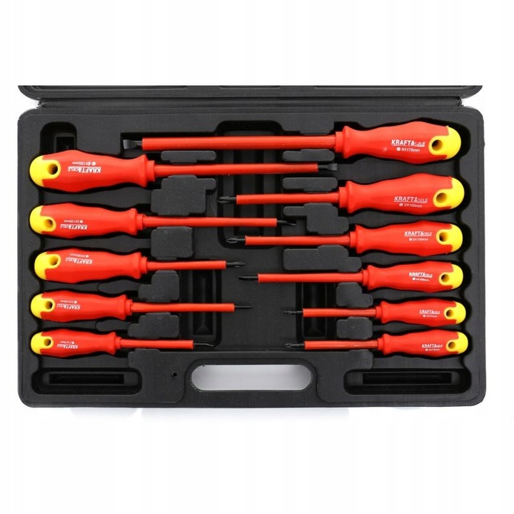 WKRĘTAKI ŚRUBOKRĘTY IZOLOWANE 11 ELEMENTÓW + WALIZKA RĄCZKA SOFT GRIP