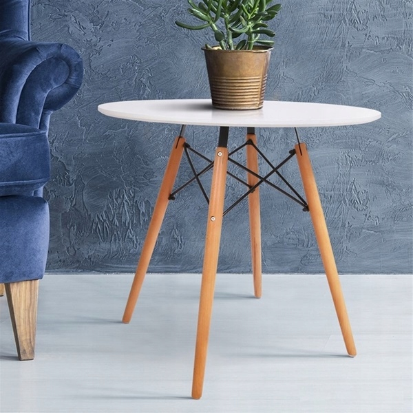 STÓŁ OKRĄGŁY DSW SKANDYNAWSKI STYL BIAŁY 80x75