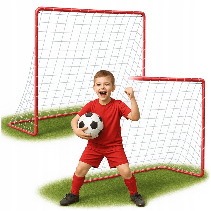 2x BRAMKA PIŁKARSKA ZESTAW DO PIŁKI NOŻNEJ SKŁADANE OGRODOWE 182x122 ZESTAW