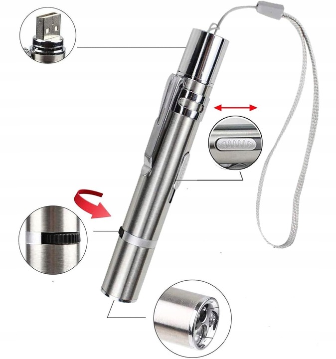 Laser dla kota Wskaźnik laserowy dla kota USB 3w1 latarka UV