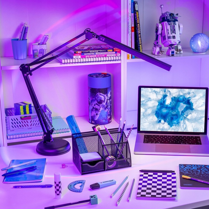 Organizer na Biurko Przybornik na Kredki Pojemnik Szufladka Metalowy Czarny