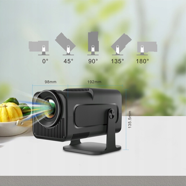 PROJEKTOR RZUTNIK ANDROID TV WIFI FULL HD PRZENOŚNY SMART GŁOŚNIK OBROTOWY
