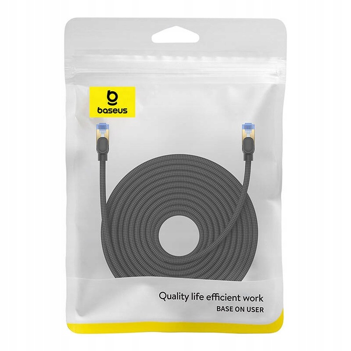 KABEL SIECIOWY BASEUS ETHERNET RJ45 KAT.7 10GBPS 20M CZARNY W OPLOCIE