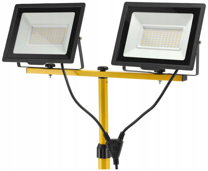 Halogen LED Statyw Budowlany Naświetlacz 2X 100W + Przewód Zestaw