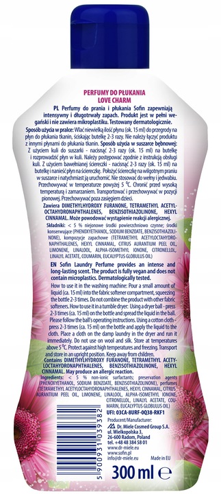 SOFIN Perfumy do Tkanin do Pralki Suszarki 5 x 300ml MIX 100 Prań