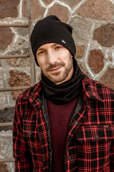 Komplet męski na POLARZE czapka + komin Czarny