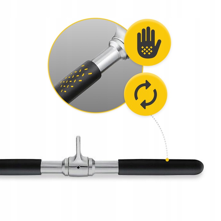 UCHWYT PROSTY DRĄŻEK DO WYCIĄGU ATLASU GRYF OBROTOWY DO ĆWICZEŃ 50CM 4FIZJO