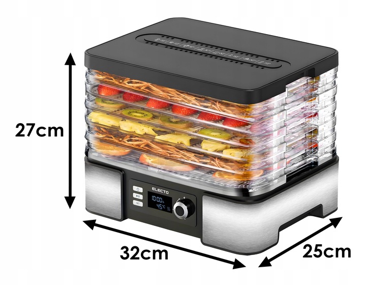 SUSZARKA DO GRZYBÓW OWOCÓW WARZYW DUŻA 15L TIMER TERMOOBIEG 500W + 6
