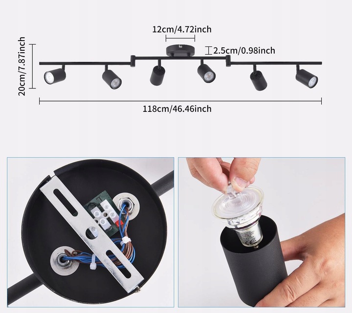 Lampa sufitowa kinkiet spot oprawa halogenowa natynkowa 6x GU10