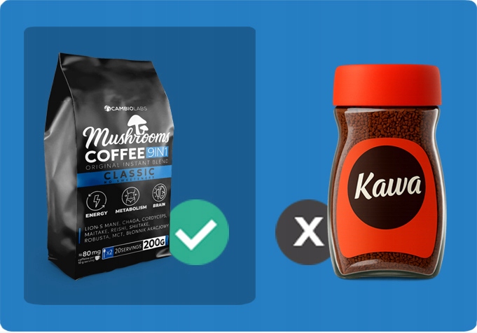 KAWA Z GRZYBÓW 9 w 1 Lions Mane Cordyceps Chaga Reishi MCT Błonnik