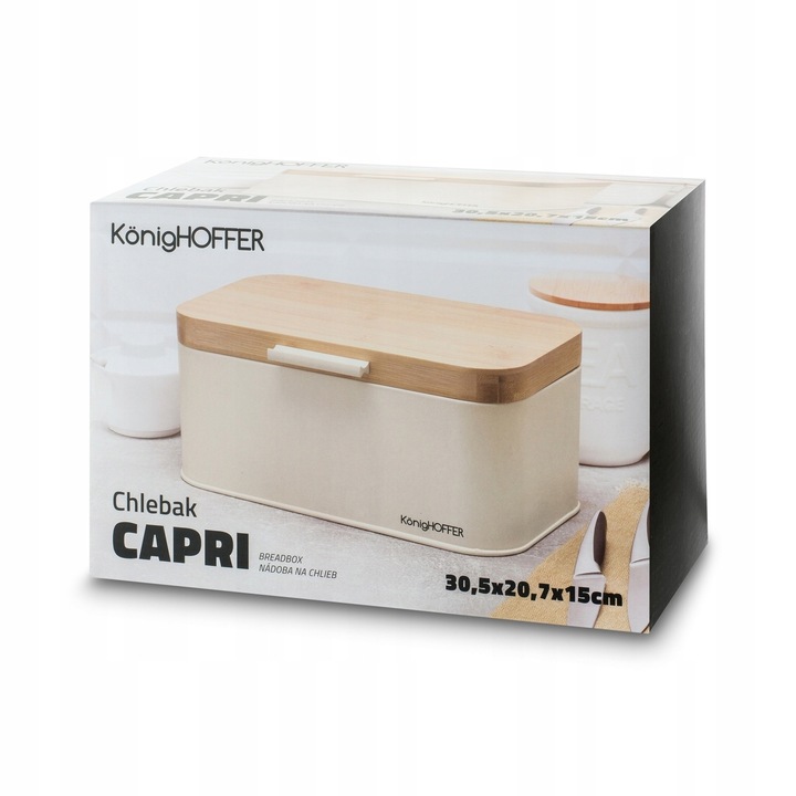 CHLEBAK Stalowy Pojemnik PIECZYWO CHLEB Konighoffer Capri 30,5x18x14 BEŻ