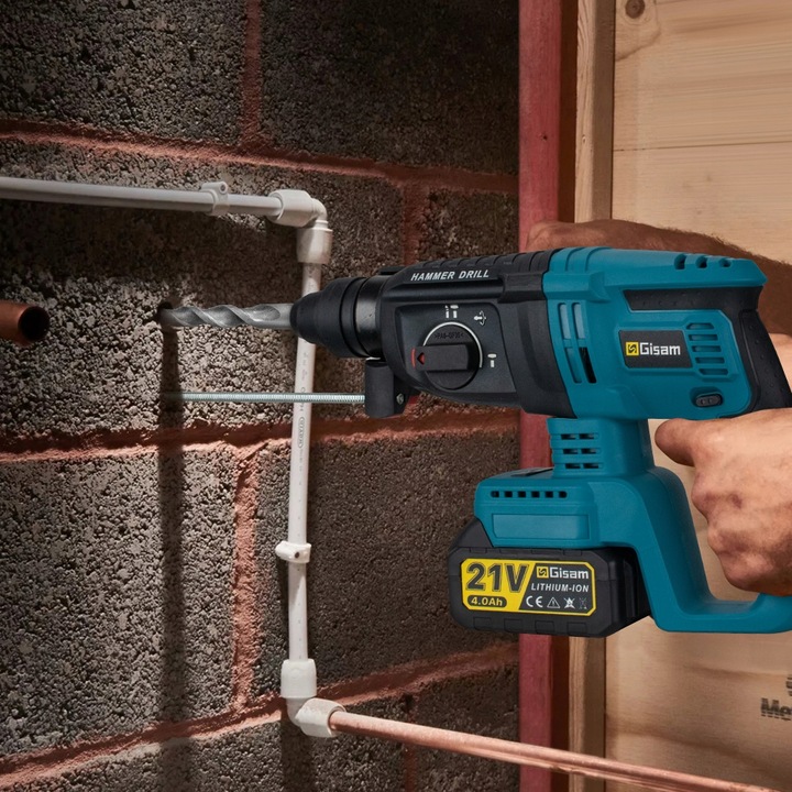 Bezszczotkowa młotowiertarka/wkrętarka udarowa SDS-PLUS, zestaw 2