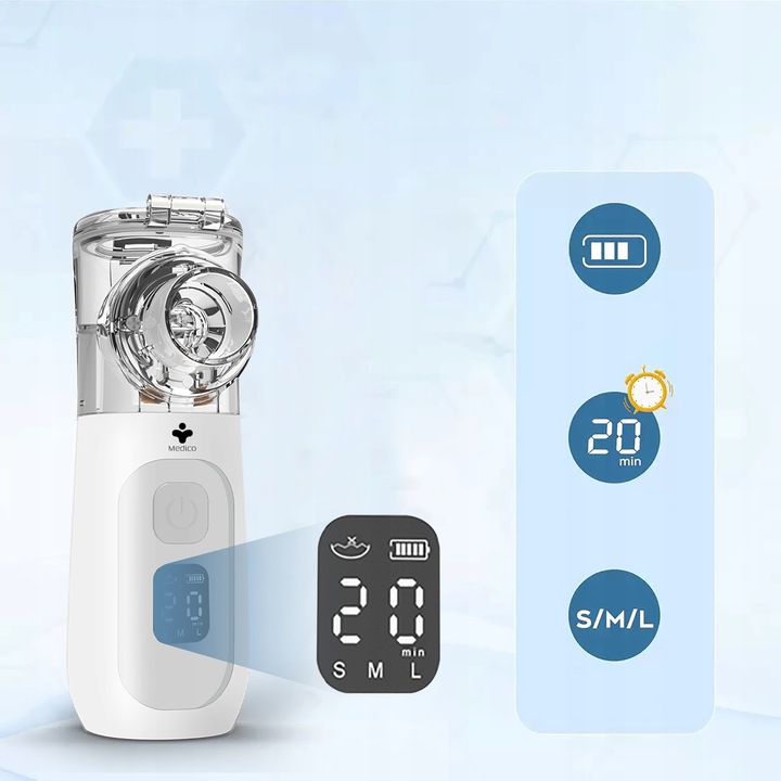 INHALATOR SIATECZKOWY PRZENOŚNY NA AKUMULATOR DLA DZIECI I DOROSŁYCH CICHY