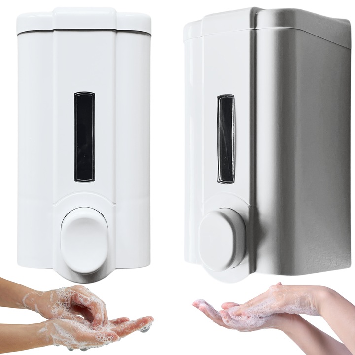 Dozownik Pojemnik do mydła płynie zbiornik 500 ml Biały Naścienny ATEST PZH