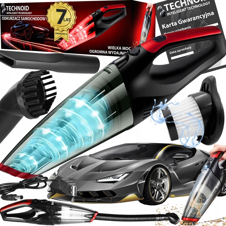 ODKURZACZ SAMOCHODOWY CYKLONOWY 400W BEZPRZEWODOWY BEZWORKOWY HEPA