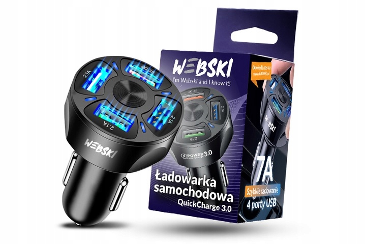 ZESTAW ŁADOWARKA 4xUSB 7A UCHWYT DO SZYBY DŁUGI ELASTYCZNY PODPÓRKA