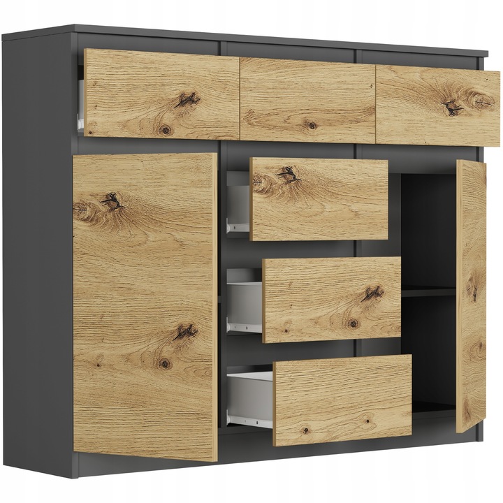 KOMODA 98CM SZAFKA 6 SZUFLAD ANTRACYT MIX ARTISAN S62D