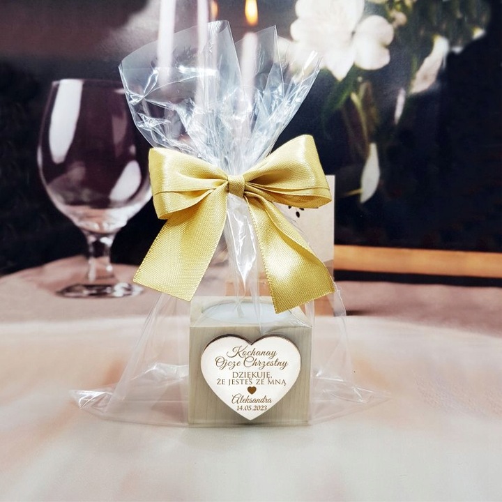 Podziękowanie dla Rodziców Chrzestnych na Komunię Chrzest świecznik